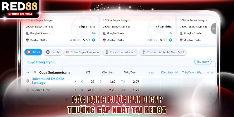 Các dạng cược Handicap thường gặp nhất tại RED88