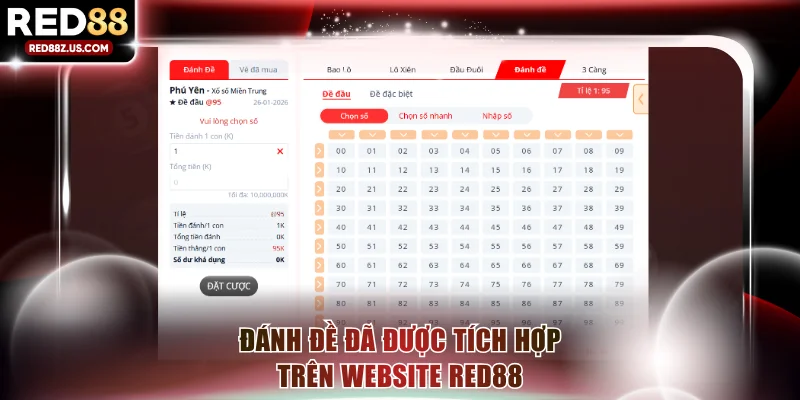 Đánh đề đã được tích hợp trên website RED88