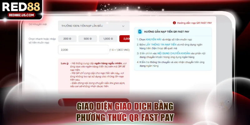 Giao diện giao dịch bằng phương thức QR Fast Pay