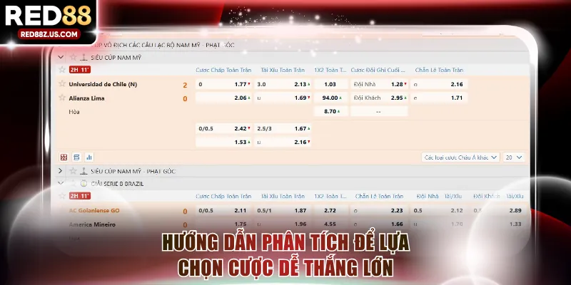 Hướng dẫn phân tích để lựa chọn cược dễ thắng lớn